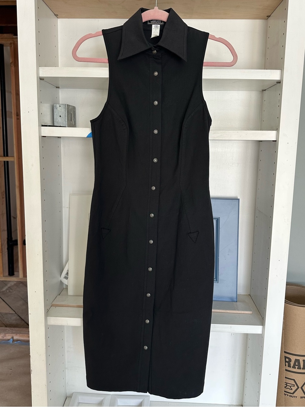Gianni Versace Couture collared snap front midi dress *